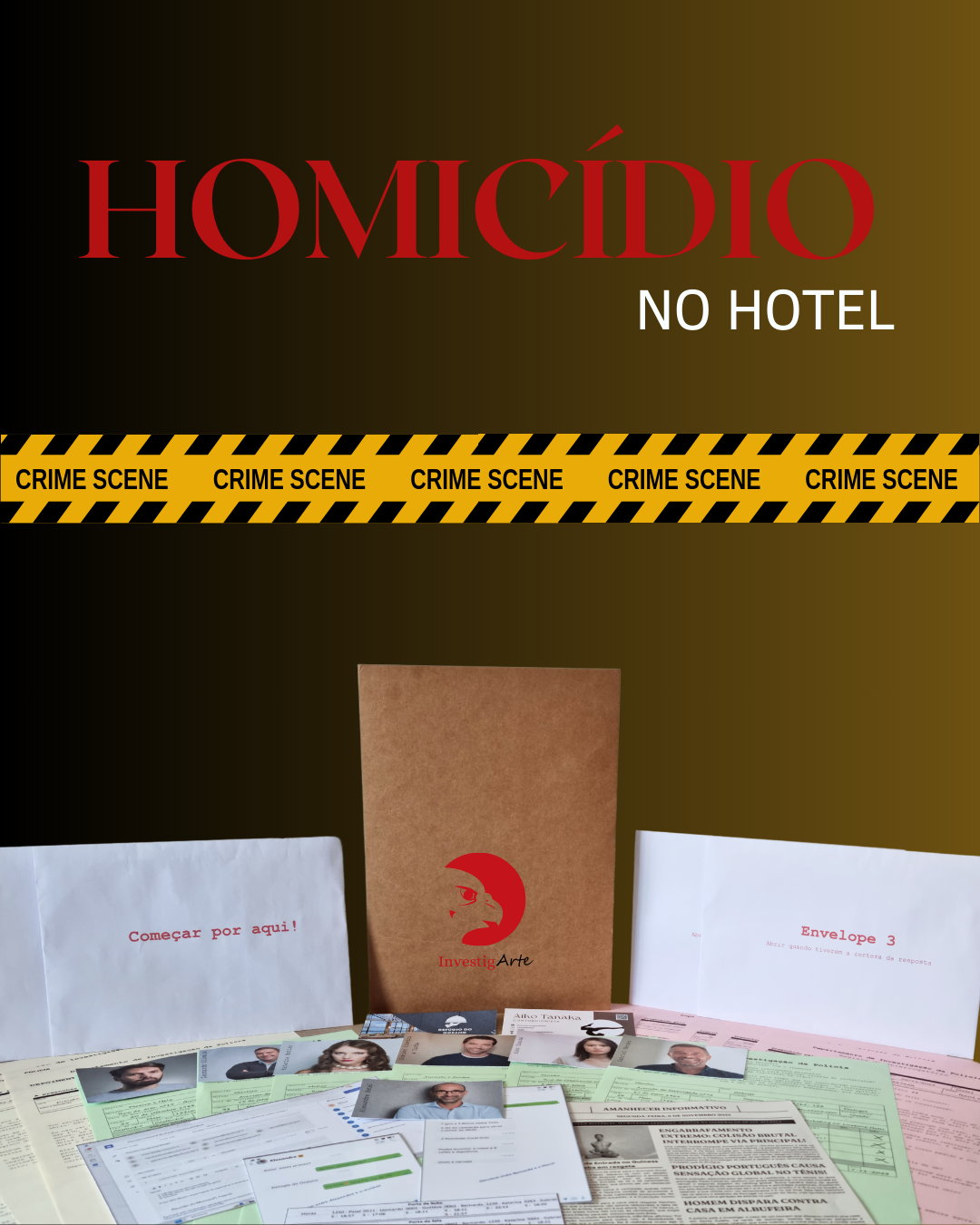 Homicídio no Hotel - Jogo realista de Investigação criminal - mais de 40 documentos realistas - "Escape Room" em tua casa